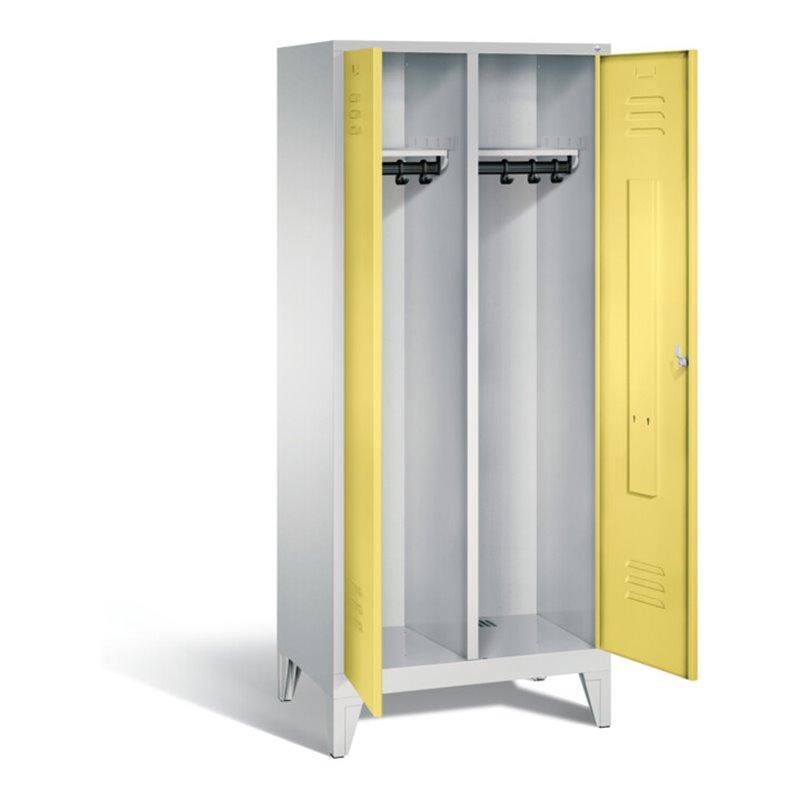 C+P Schwarz-Weiss-Spind Classic, H1850xB810xT500mm, Front Schwefelgelb, Korpus Lichtgrau (8012-22)