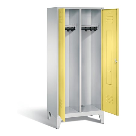 C+P Schwarz-Weiss-Spind Classic, H1850xB810xT500mm, Front Schwefelgelb, Korpus Lichtgrau (8012-22)