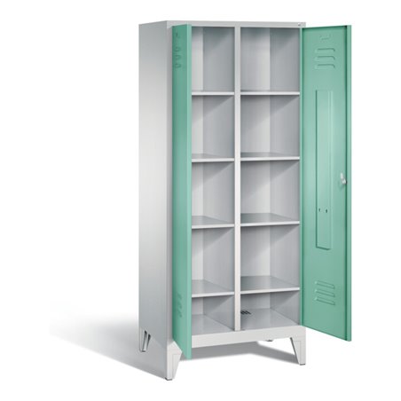 C+P Wäsche-Spind Classic, H1850xB810xT500mm, Front Lichtgrün, Korpus Lichtgrau (8012-22B)