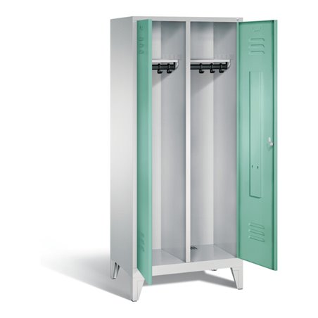 C+P Schwarz-Weiss-Spind Classic, H1850xB810xT500mm, Front Lichtgrün, Korpus Lichtgrau (8012-22)