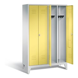 C+P Schwarz-Weiss-Spind Classic, H1850xB1190xT500mm, Front Schwefelgelb, Korpus Lichtgrau (8012-40)