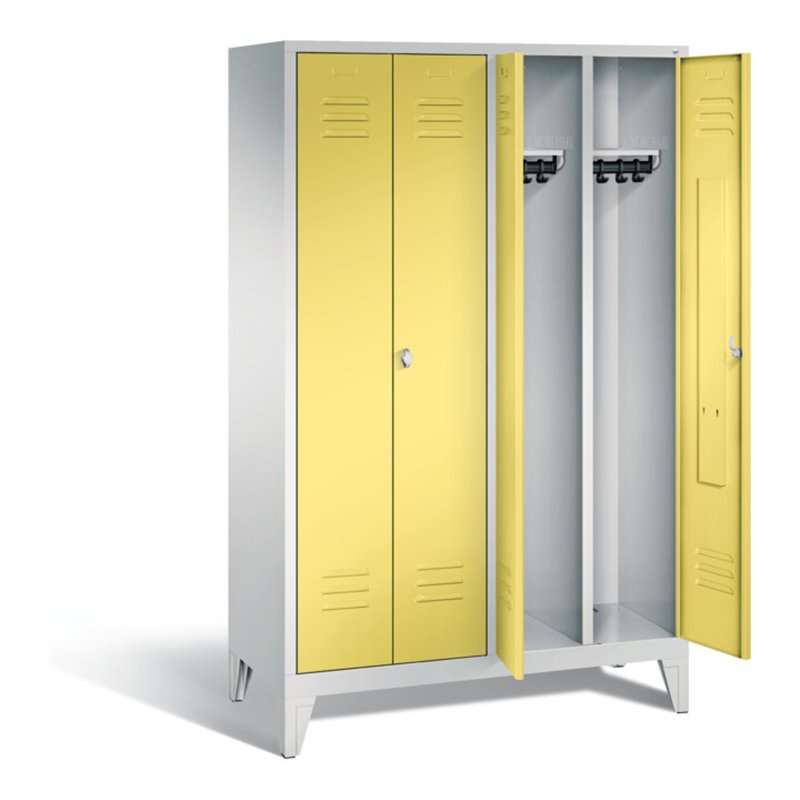 C+P Schwarz-Weiss-Spind Classic, H1850xB1190xT500mm, Front Schwefelgelb, Korpus Lichtgrau (8012-40)