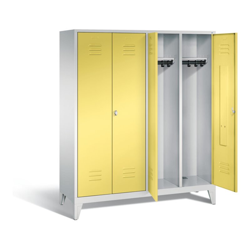 C+P Schwarz-Weiss-Spind Classic, H1850xB1590xT500mm, Front Schwefelgelb, Korpus Lichtgrau (8012-42)