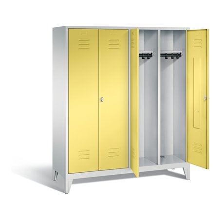 C+P Schwarz-Weiss-Spind Classic, H1850xB1590xT500mm, Front Schwefelgelb, Korpus Lichtgrau (8012-42)