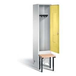 C+P Garderobenschrank Classic, H1850xB420xT500mm, Front Schwefelgelb, Korpus Lichtgrau, Gestell Schwarzgrau (8030-12)