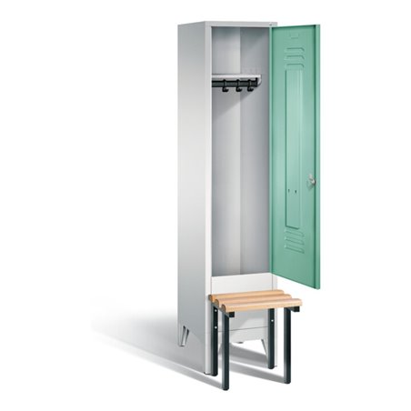 C+P Garderobenschrank Classic, H1850xB420xT500mm, Front Lichtgrün, Korpus Lichtgrau, Gestell Schwarzgrau (8030-12)