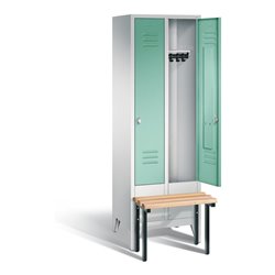 C+P Garderobenschrank Classic, H1850xB610xT500mm, Front Lichtgrün, Korpus Lichtgrau, Gestell Schwarzgrau (8030-20)
