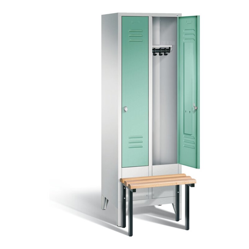 C+P Garderobenschrank Classic, H1850xB610xT500mm, Front Lichtgrün, Korpus Lichtgrau, Gestell Schwarzgrau (8030-20)