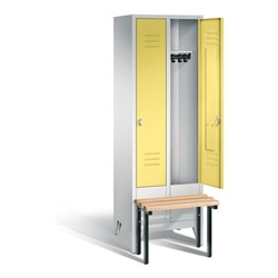 C+P Garderobenschrank Classic, H1850xB610xT500mm, Front Schwefelgelb, Korpus Lichtgrau, Gestell Schwarzgrau (8030-20)