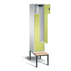 C+P Garderobenschrank Classic, H2090xB420xT510mm, Front Viridingrün, Korpus Lichtgrau, Gestell Schwarzgrau (8153-122)