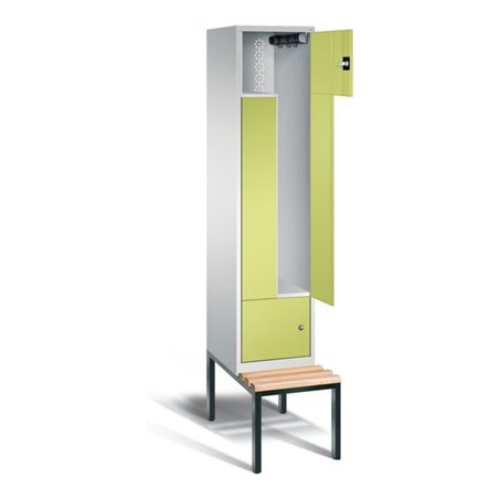 C+P Garderobenschrank Classic, H2090xB420xT510mm, Front Viridingrün, Korpus Lichtgrau, Gestell Schwarzgrau (8153-122)