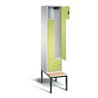 C+P Garderobenschrank Classic, H2090xB420xT510mm, Front Viridingrün, Korpus Lichtgrau, Gestell Schwarzgrau (8153-122)