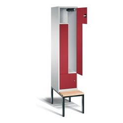 C+P Garderobenschrank Classic, H2090xB420xT510mm, Front Rubinrot, Korpus Lichtgrau, Gestell Schwarzgrau (8153-122)