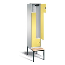 C+P Garderobenschrank Classic, H2090xB420xT510mm, Front Schwefelgelb, Korpus Lichtgrau, Gestell Schwarzgrau (8153-122)