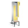 C+P Garderobenschrank Classic, H2090xB420xT510mm, Front Schwefelgelb, Korpus Lichtgrau, Gestell Schwarzgrau (8153-122)