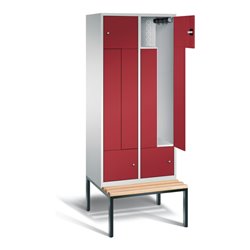 C+P Garderobenschrank Classic, H2090xB820xT510mm, Front Rubinrot, Korpus Lichtgrau, Gestell Schwarzgrau (8153-224)