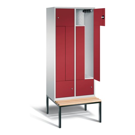 C+P Garderobenschrank Classic, H2090xB820xT510mm, Front Rubinrot, Korpus Lichtgrau, Gestell Schwarzgrau (8153-224)