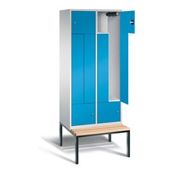 C+P Garderobenschrank Classic, H2090xB820xT510mm, Front Lichtblau, Korpus Lichtgrau, Gestell Schwarzgrau (8153-224)