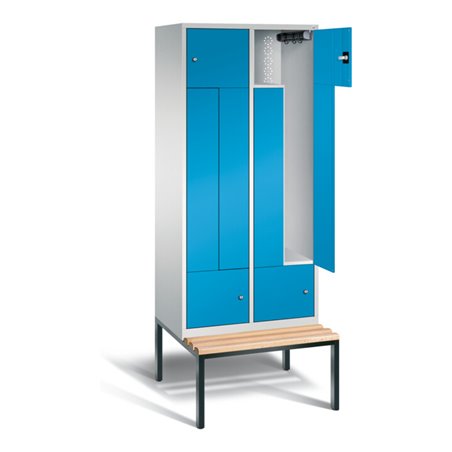 C+P Garderobenschrank Classic, H2090xB820xT510mm, Front Lichtblau, Korpus Lichtgrau, Gestell Schwarzgrau (8153-224)