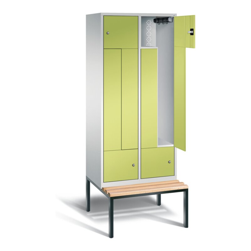 C+P Garderobenschrank Classic, H2090xB820xT510mm, Front Viridingrün, Korpus Lichtgrau, Gestell Schwarzgrau (8153-224)