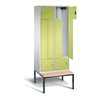 C+P Garderobenschrank Classic, H2090xB820xT510mm, Front Viridingrün, Korpus Lichtgrau, Gestell Schwarzgrau (8153-224)