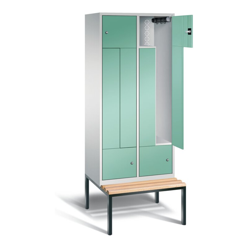 C+P Garderobenschrank Classic, H2090xB820xT510mm, Front Lichtgrün, Korpus Lichtgrau, Gestell Schwarzgrau (8153-224)
