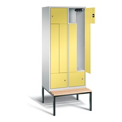 C+P Garderobenschrank Classic, H2090xB820xT510mm, Front Schwefelgelb, Korpus Lichtgrau, Gestell Schwarzgrau (8153-224)