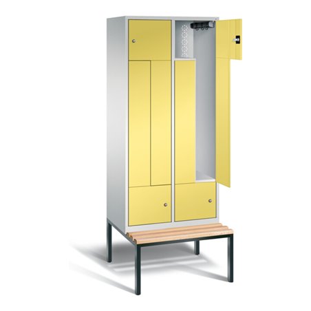 C+P Garderobenschrank Classic, H2090xB820xT510mm, Front Schwefelgelb, Korpus Lichtgrau, Gestell Schwarzgrau (8153-224)