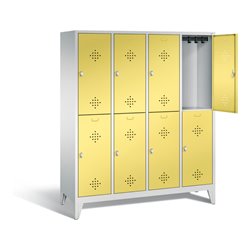 C+P Spind doppelstöckig Classic, H1850xB1590xT500mm, Front Schwefelgelb, Korpus Lichtgrau (8310-42)