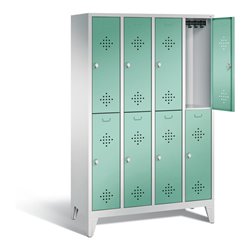 C+P Spind doppelstöckig Classic, H1850xB1190xT500mm, Front Lichtgrün, Korpus Lichtgrau (8310-40)