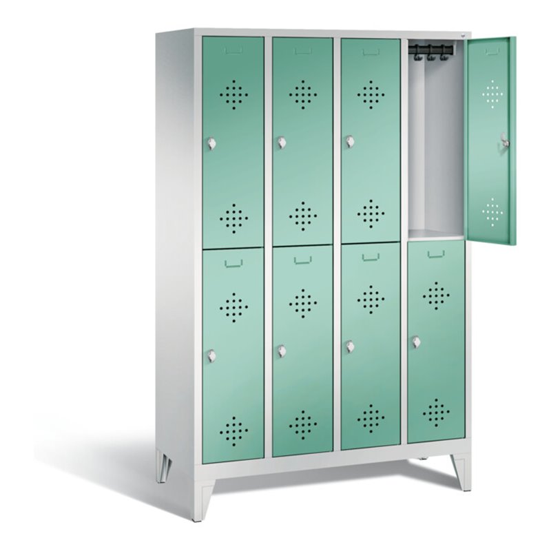 C+P Spind doppelstöckig Classic, H1850xB1190xT500mm, Front Lichtgrün, Korpus Lichtgrau (8310-40)