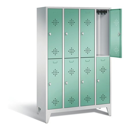 C+P Spind doppelstöckig Classic, H1850xB1190xT500mm, Front Lichtgrün, Korpus Lichtgrau (8310-40)