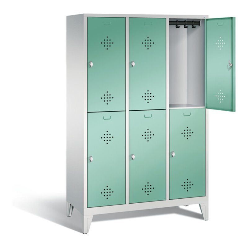 C+P Spind doppelstöckig Classic, H1850xB1200xT500mm, Front Lichtgrün, Korpus Lichtgrau (8310-32)