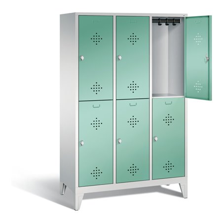 C+P Spind doppelstöckig Classic, H1850xB1200xT500mm, Front Lichtgrün, Korpus Lichtgrau (8310-32)