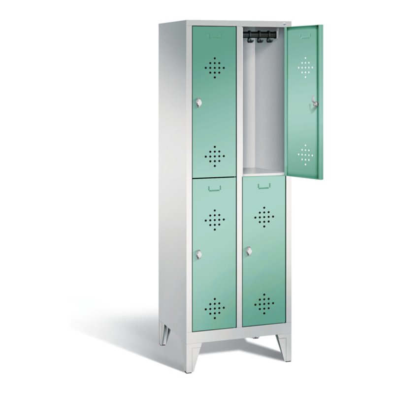 C+P Spind doppelstöckig Classic, H1850xB610xT500mm, Front Lichtgrün, Korpus Lichtgrau (8310-20)