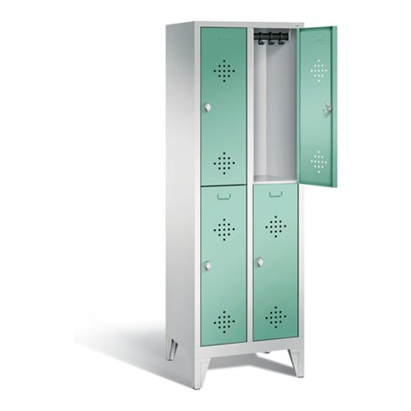 C+P Spind doppelstöckig Classic, H1850xB610xT500mm, Front Lichtgrün, Korpus Lichtgrau (8310-20)