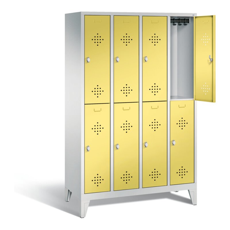 C+P Spind doppelstöckig Classic, H1850xB1190xT500mm, Front Schwefelgelb, Korpus Lichtgrau (8310-40)