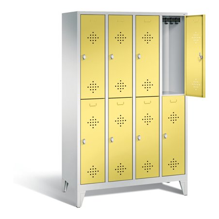 C+P Spind doppelstöckig Classic, H1850xB1190xT500mm, Front Schwefelgelb, Korpus Lichtgrau (8310-40)