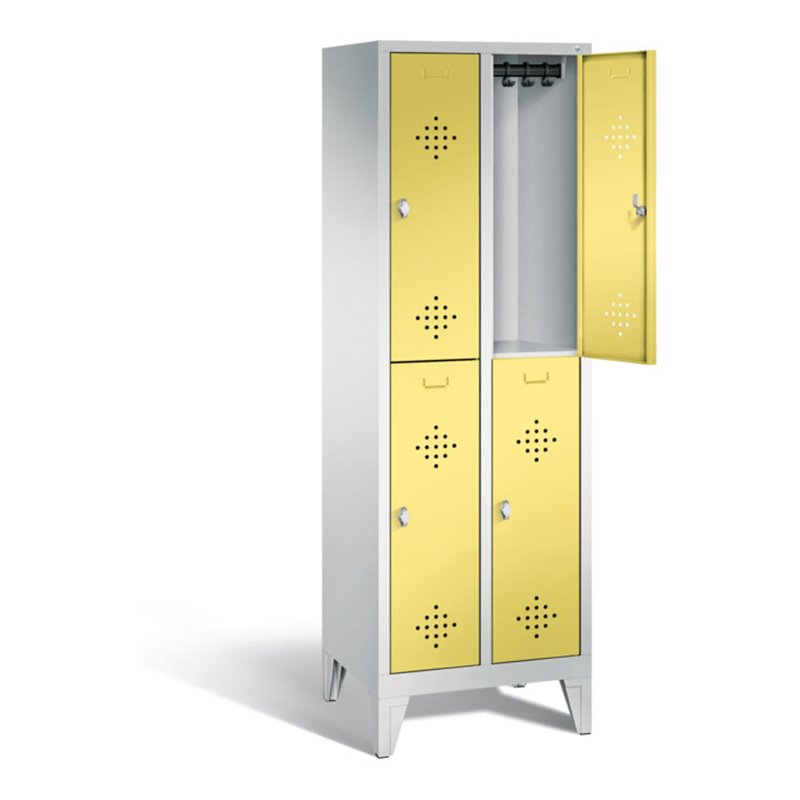 C+P Spind doppelstöckig Classic, H1850xB610xT500mm, Front Schwefelgelb, Korpus Lichtgrau (8310-20)