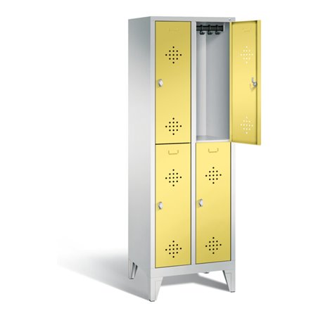 C+P Spind doppelstöckig Classic, H1850xB610xT500mm, Front Schwefelgelb, Korpus Lichtgrau (8310-20)