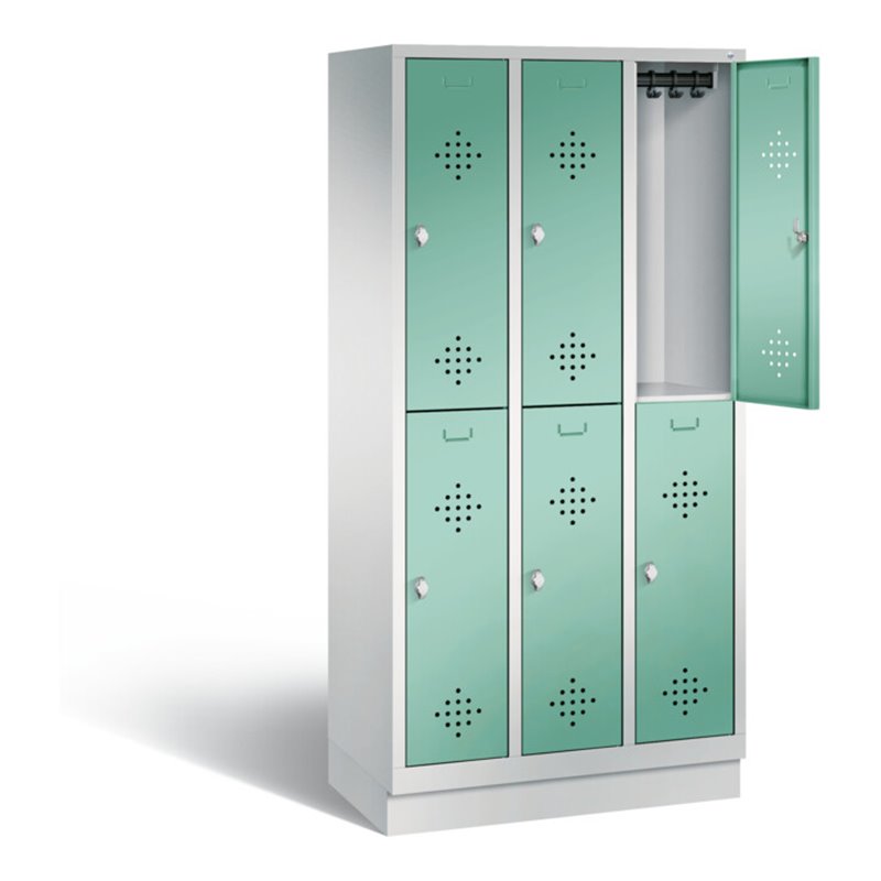 C+P Spind doppelstöckig Classic, H1800xB900xT500mm, Front Lichtgrün, Korpus Lichtgrau (8320-30)