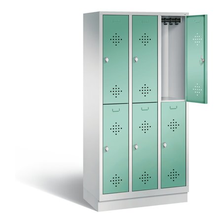 C+P Spind doppelstöckig Classic, H1800xB900xT500mm, Front Lichtgrün, Korpus Lichtgrau (8320-30)