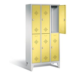 C+P Spind doppelstöckig Classic, H1850xB900xT500mm, Front Schwefelgelb, Korpus Lichtgrau (8310-30)