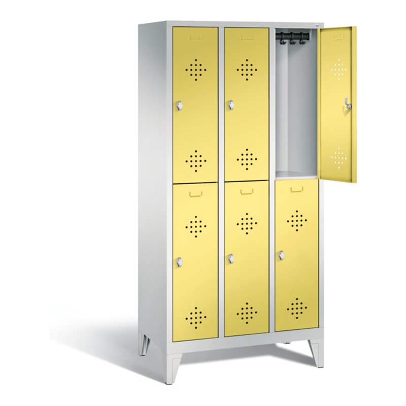 C+P Spind doppelstöckig Classic, H1850xB900xT500mm, Front Schwefelgelb, Korpus Lichtgrau (8310-30)