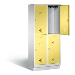 C+P Spind doppelstöckig Classic, H1800xB810xT500mm, Front Schwefelgelb, Korpus Lichtgrau (8320-22)