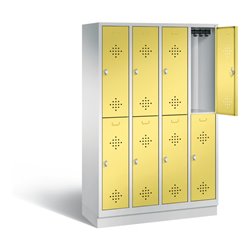 C+P Spind doppelstöckig Classic, H1800xB1190xT500mm, Front Schwefelgelb, Korpus Lichtgrau (8320-40)