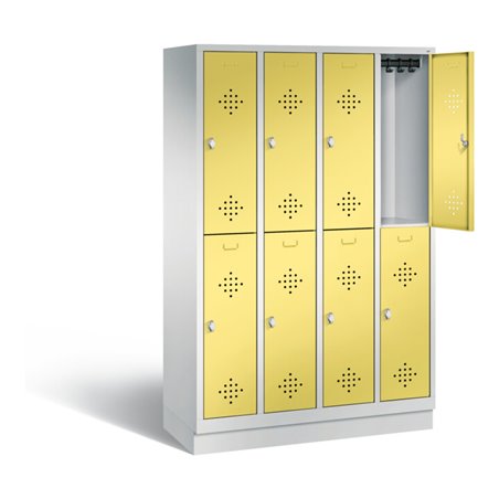 C+P Spind doppelstöckig Classic, H1800xB1190xT500mm, Front Schwefelgelb, Korpus Lichtgrau (8320-40)