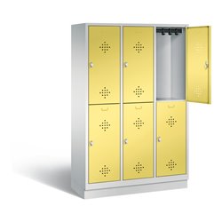 C+P Spind doppelstöckig Classic, H1800xB1200xT500mm, Front Schwefelgelb, Korpus Lichtgrau (8320-32)