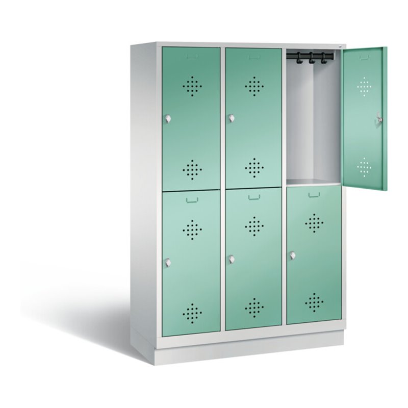 C+P Spind doppelstöckig Classic, H1800xB1200xT500mm, Front Lichtgrün, Korpus Lichtgrau (8320-32)