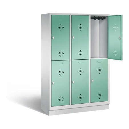 C+P Spind doppelstöckig Classic, H1800xB1200xT500mm, Front Lichtgrün, Korpus Lichtgrau (8320-32)